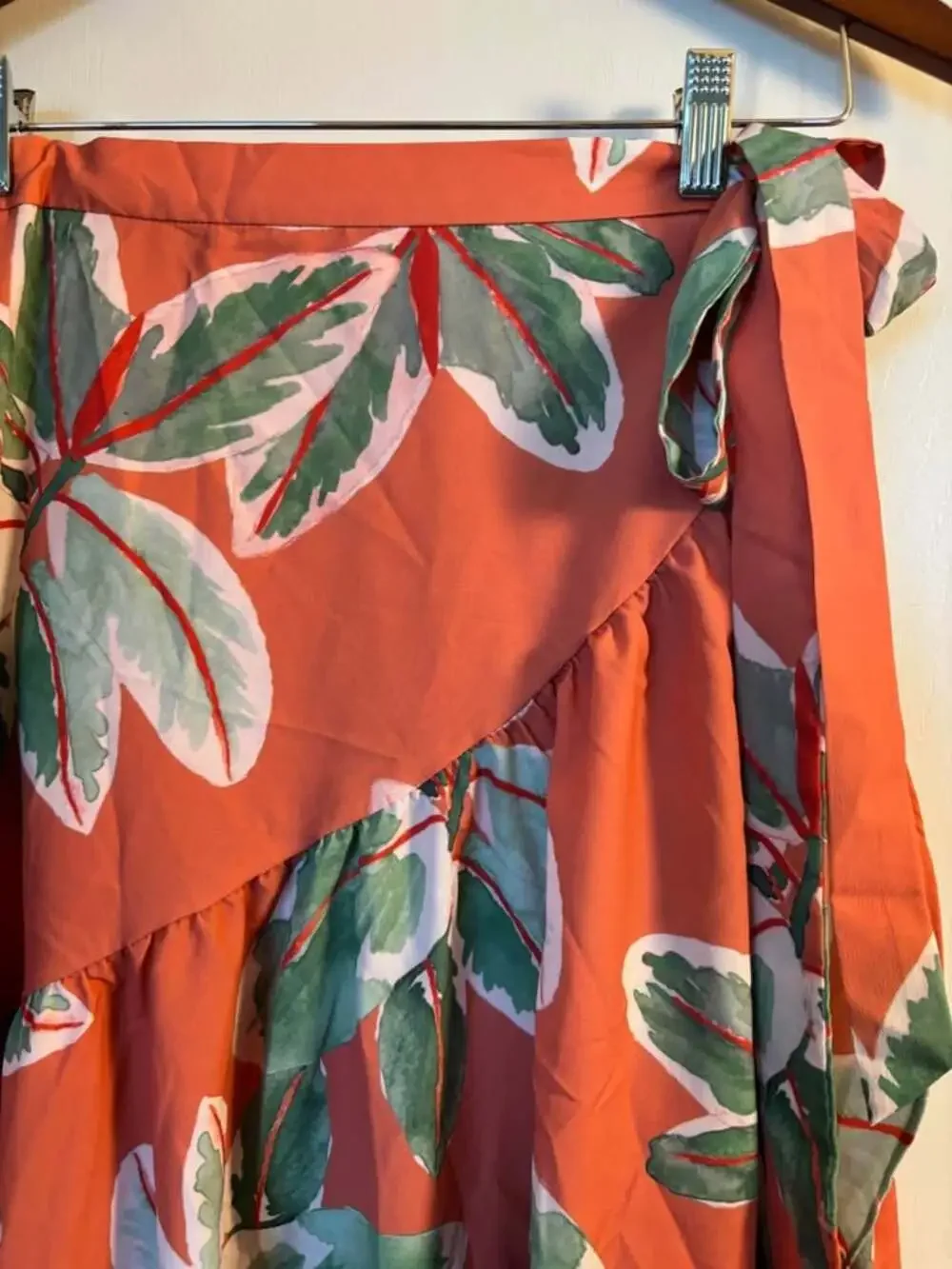 NWT Anthropologie Hutch Tropical Palm Leaf Printed Wrap Maxi Skirt Size Large